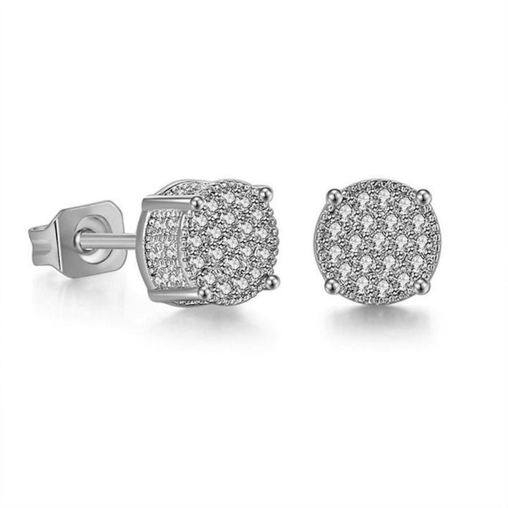 Pave crystal profile stud earrings